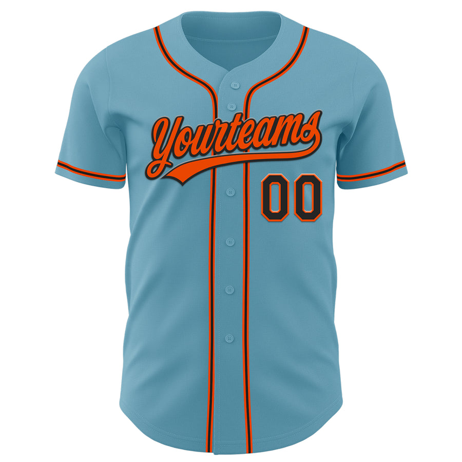 Custom Shadow Blue Black-Orange Authentic Baseball Jersey