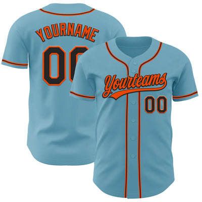 Custom Shadow Blue Black-Orange Authentic Baseball Jersey