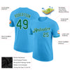 Custom Sky Blue Kelly Green-White Performance T-Shirt