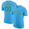 Custom Sky Blue Kelly Green-White Performance T-Shirt