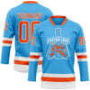 Custom Sky Blue Orange-White Hockey Lace Neck Jersey