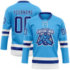 Custom Sky Blue Royal-White Hockey Lace Neck Jersey