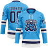 Custom Sky Blue Navy-White Hockey Lace Neck Jersey