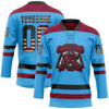 Custom Sky Blue Vintage USA Flag Black-Maroon Hockey Lace Neck Jersey