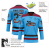 Custom Sky Blue Vintage USA Flag Black-Maroon Hockey Lace Neck Jersey