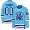 Custom Sky Blue Royal-White Hockey Jersey