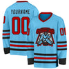 Custom Sky Blue Red-Black Hockey Jersey