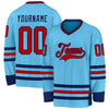 Custom Sky Blue Red-Navy Hockey Jersey