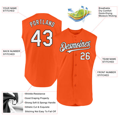 Custom Orange White-Black Authentic Sleeveless Baseball Jersey