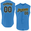 Custom Powder Blue Navy-Gold Authentic Sleeveless Baseball Jersey