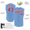 Custom Light Blue Red-White Authentic Sleeveless Baseball Jersey