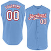 Custom Light Blue White-Red Authentic Sleeveless Baseball Jersey