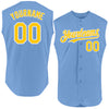 Custom Light Blue Yellow-White Authentic Sleeveless Baseball Jersey