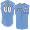 Custom Light Blue White-Navy Authentic Sleeveless Baseball Jersey