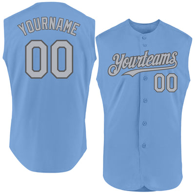 Custom Light Blue Gray-Steel Gray Authentic Sleeveless Baseball Jersey