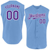 Custom Light Blue Purple-White Authentic Sleeveless Baseball Jersey