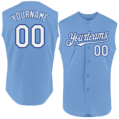 Custom Light Blue White-Royal Authentic Sleeveless Baseball Jersey