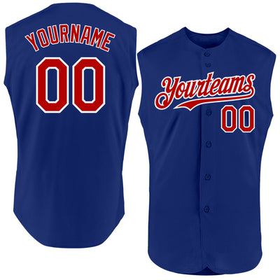 Custom Royal Red-White Authentic Sleeveless Baseball Jersey