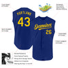 Custom Royal Yellow Authentic Sleeveless Baseball Jersey