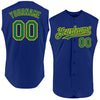 Custom Royal Kelly Green-Yellow Authentic Sleeveless Baseball Jersey