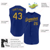 Custom Royal Old Gold-Black Authentic Sleeveless Baseball Jersey