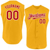 Custom Gold Red-White Authentic Sleeveless Baseball Jersey