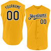 Custom Gold Black-White Authentic Sleeveless Baseball Jersey