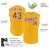 Custom Gold Purple-White Authentic Sleeveless Baseball Jersey