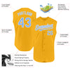 Custom Gold Light Blue-White Authentic Sleeveless Baseball Jersey