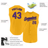 Custom Gold Purple-Black Authentic Sleeveless Baseball Jersey