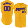 Custom Gold Purple-Black Authentic Sleeveless Baseball Jersey