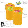 Custom Gold Neon Green-Red Authentic Sleeveless Baseball Jersey