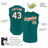 Custom Teal White-Orange Authentic Sleeveless Baseball Jersey