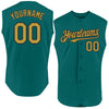 Custom Teal Old Gold-Black Authentic Sleeveless Baseball Jersey