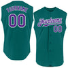 Custom Teal Purple-White Authentic Sleeveless Baseball Jersey