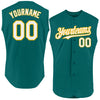 Custom Teal White-Gold Authentic Sleeveless Baseball Jersey