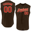 Custom Brown Red-Cream Authentic Sleeveless Baseball Jersey