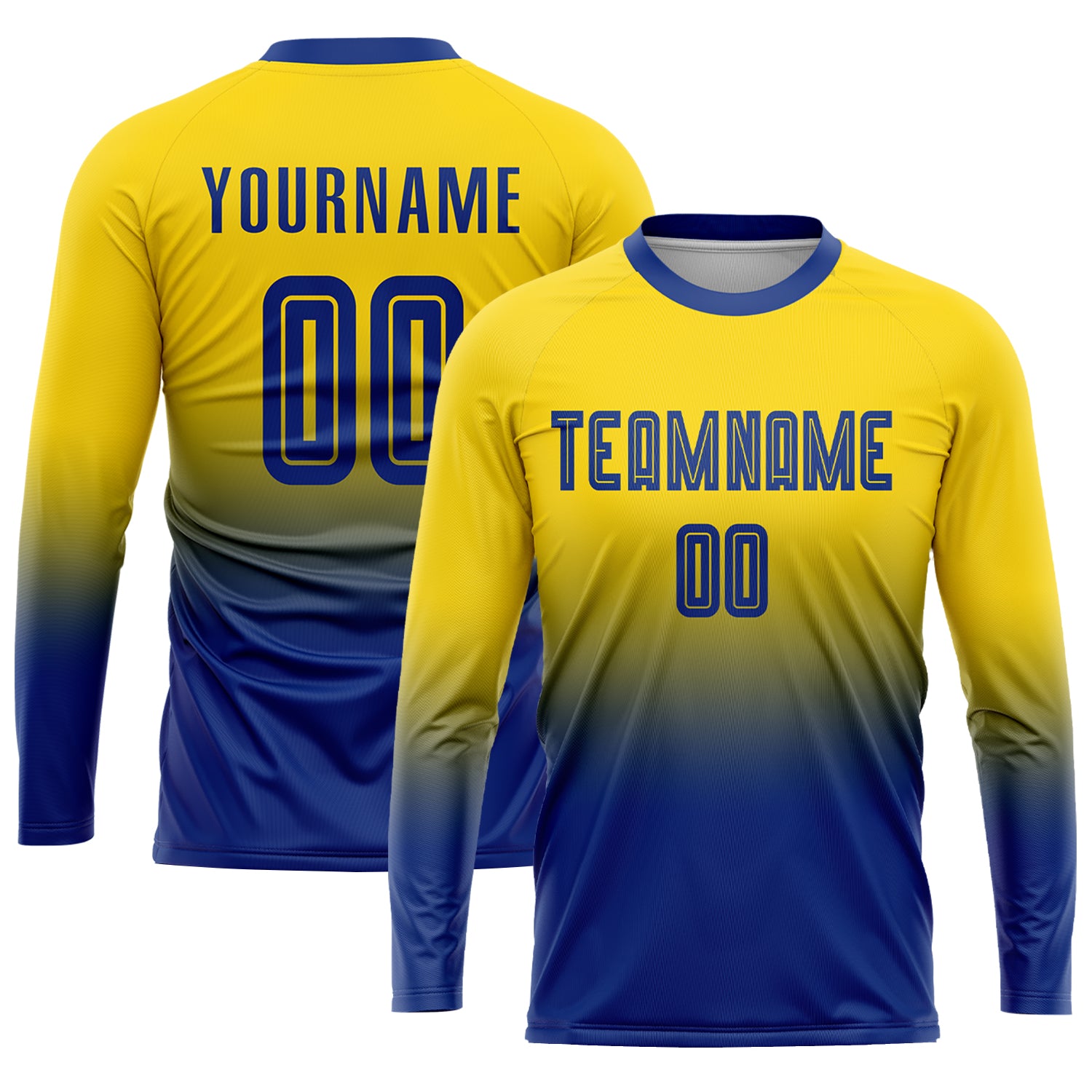 Custom Gold Royal Sublimation Fade Fashion Soccer Uniform Jersey