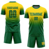 Custom Gold Kelly Green Sublimation Fade Fashion Soccer Uniform Jersey