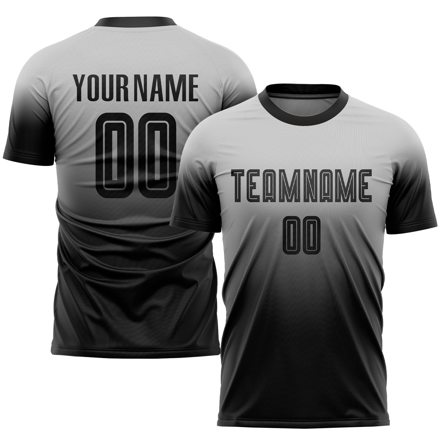 Custom Gray Black Sublimation Fade Fashion Soccer Uniform Jersey