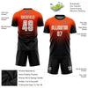 Custom Orange White-Black Sublimation Fade Fashion Soccer Uniform Jersey