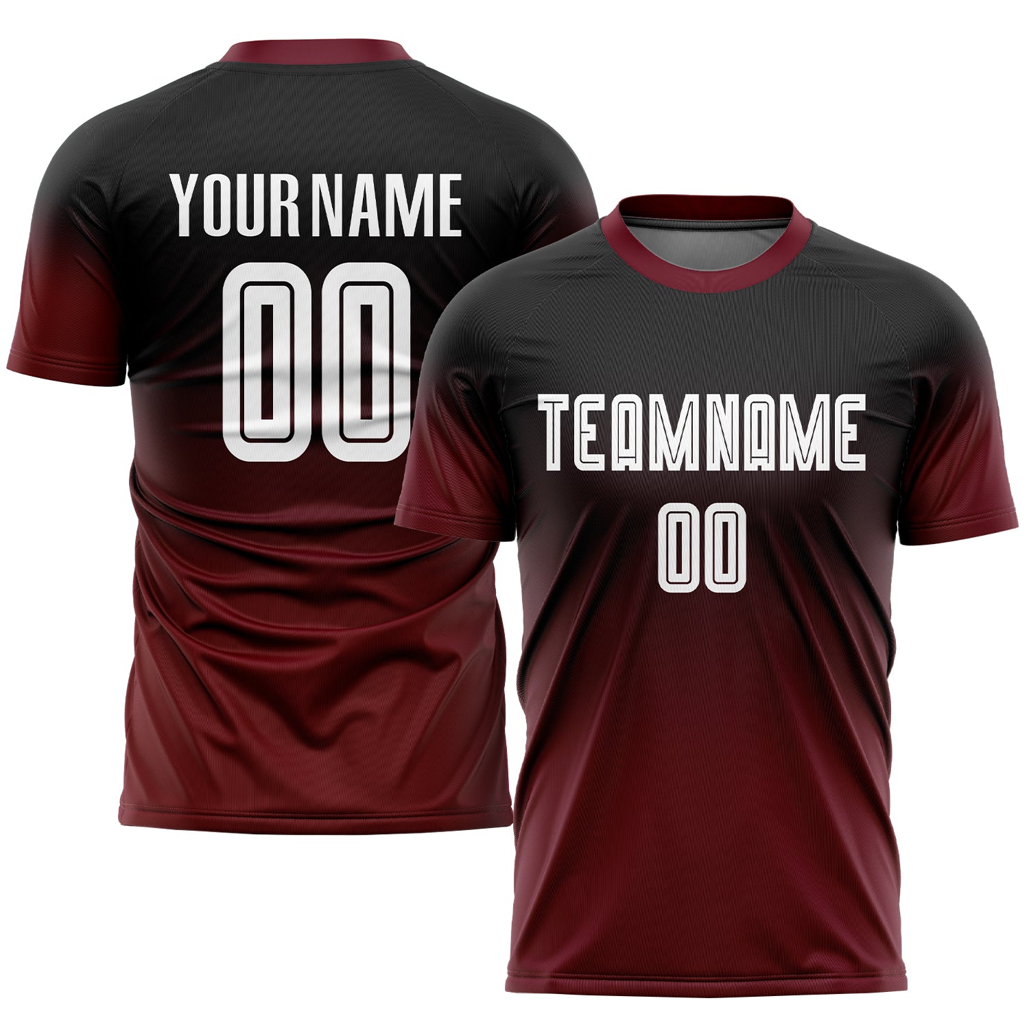 Custom Black White-Crimson Sublimation Fade Fashion Soccer Uniform Jersey