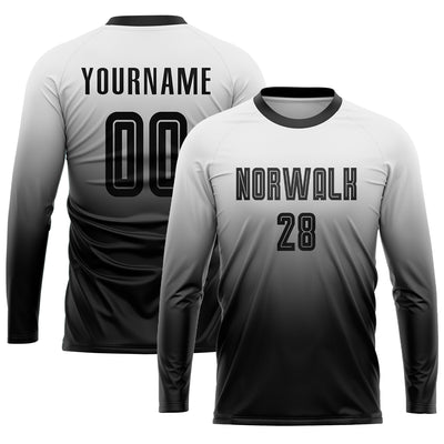 Custom White Black Sublimation Fade Fashion Soccer Uniform Jersey