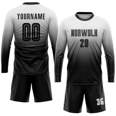 Custom White Black Sublimation Fade Fashion Soccer Uniform Jersey