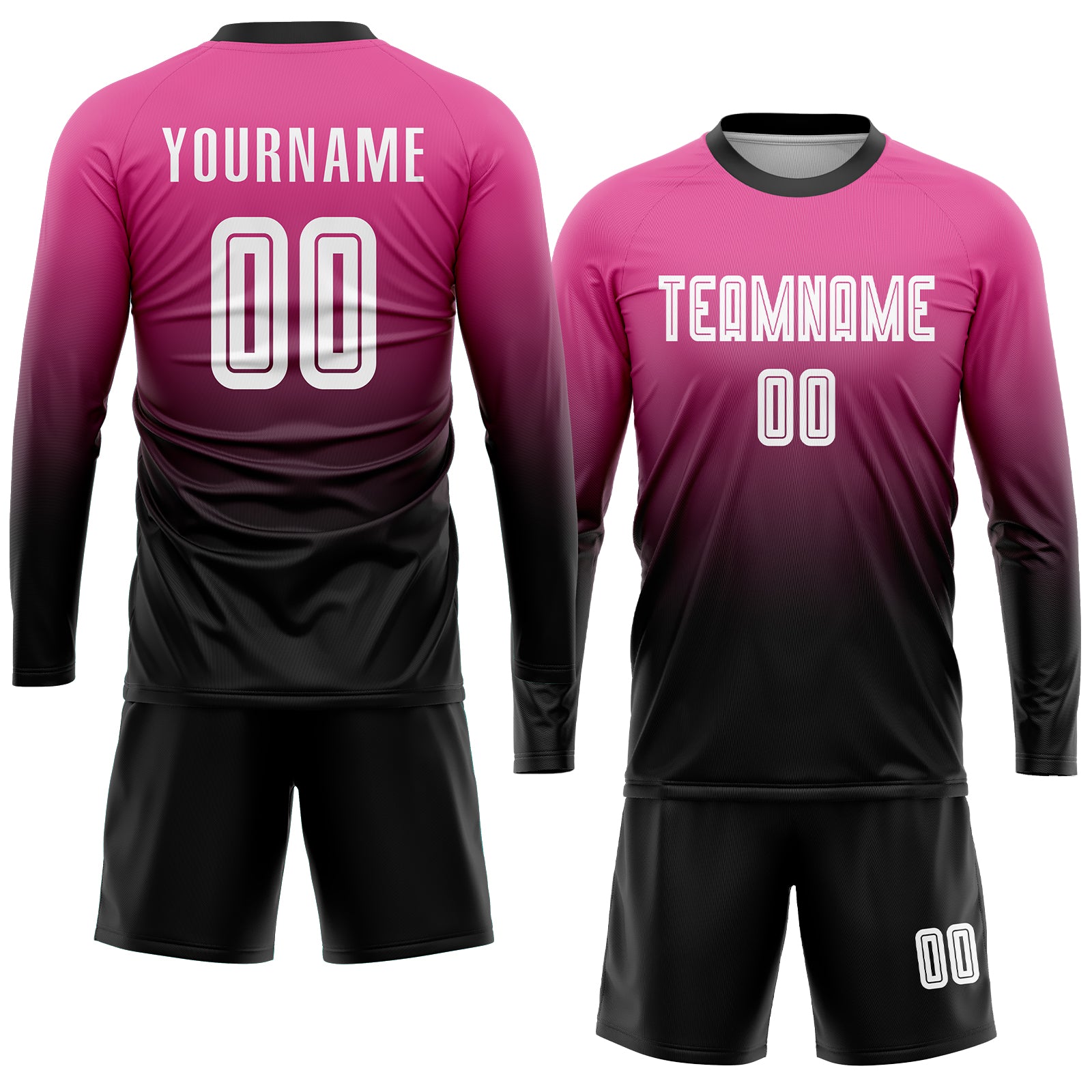 Custom Pink White-Black Sublimation Fade Fashion Soccer Uniform Jersey