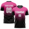 Custom Pink White-Black Sublimation Fade Fashion Soccer Uniform Jersey