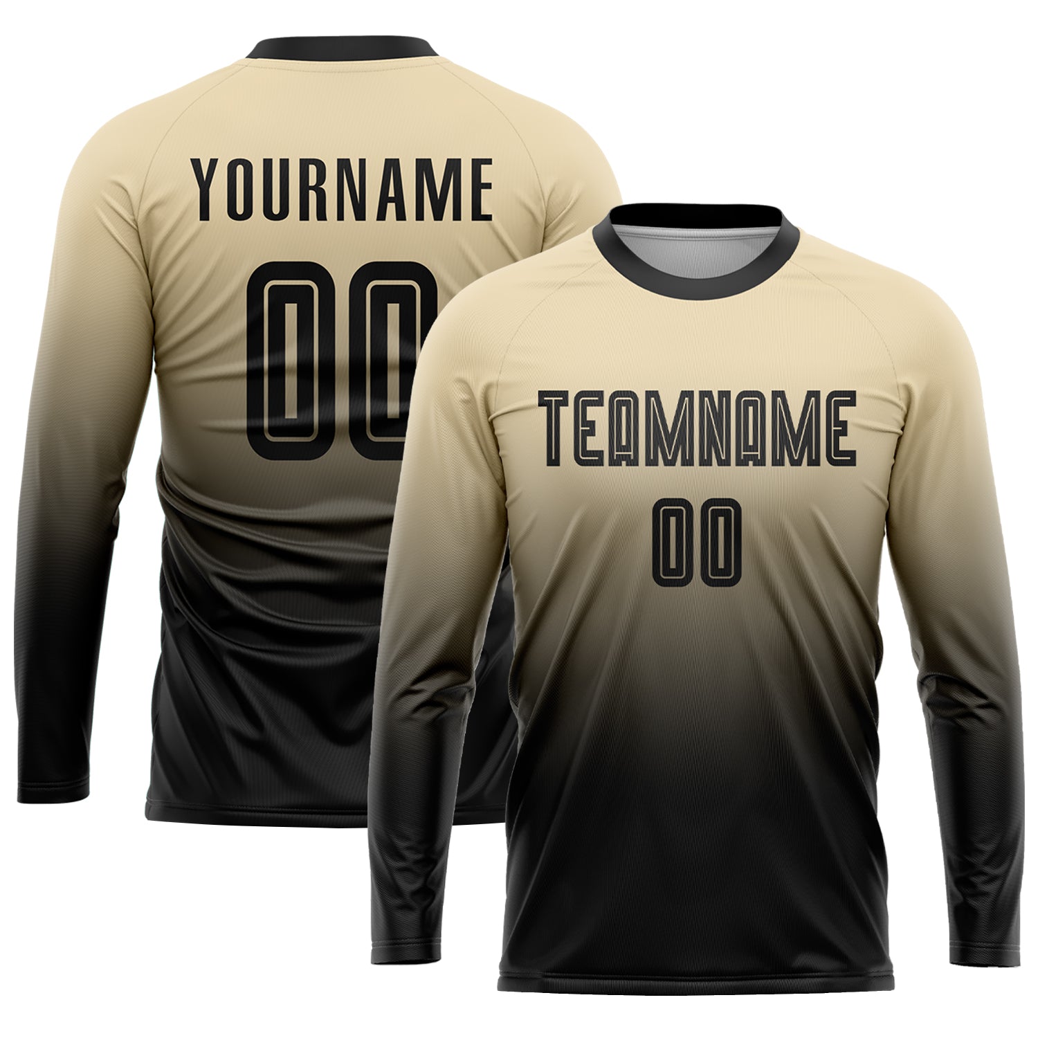 Custom Cream Black Sublimation Fade Fashion Soccer Uniform Jersey