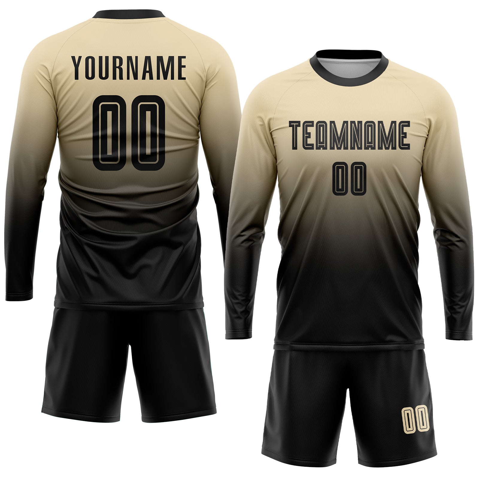 Custom Cream Black Sublimation Fade Fashion Soccer Uniform Jersey