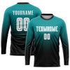 Custom Teal White-Black Sublimation Fade Fashion Soccer Uniform Jersey