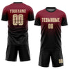 Custom Crimson Cream-Black Sublimation Fade Fashion Soccer Uniform Jersey